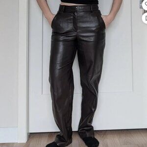 Babaton brown pleather pants